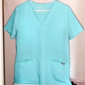 Womens Figs Fresh Aqua Casma Scrub Top in Medium